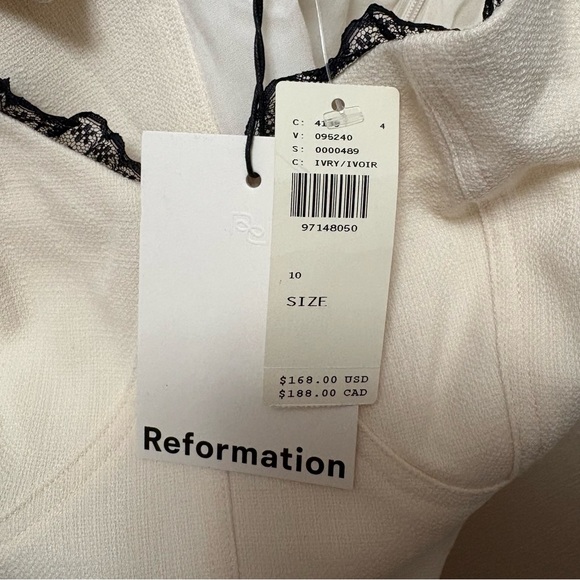 Reformation Alisa Top Ivory White Black Lace Size 10 NWT Nee - Picture 14 of 16